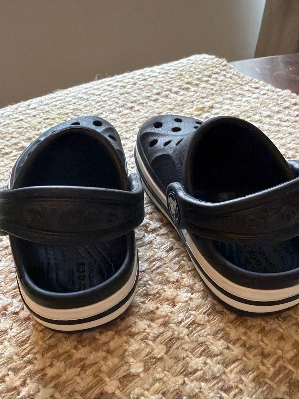 CROCS Kids' Black Clogs with White Accent Logo Trim